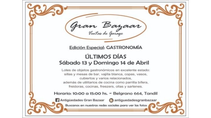 Gran venta de garaje, edición especial gastronomía